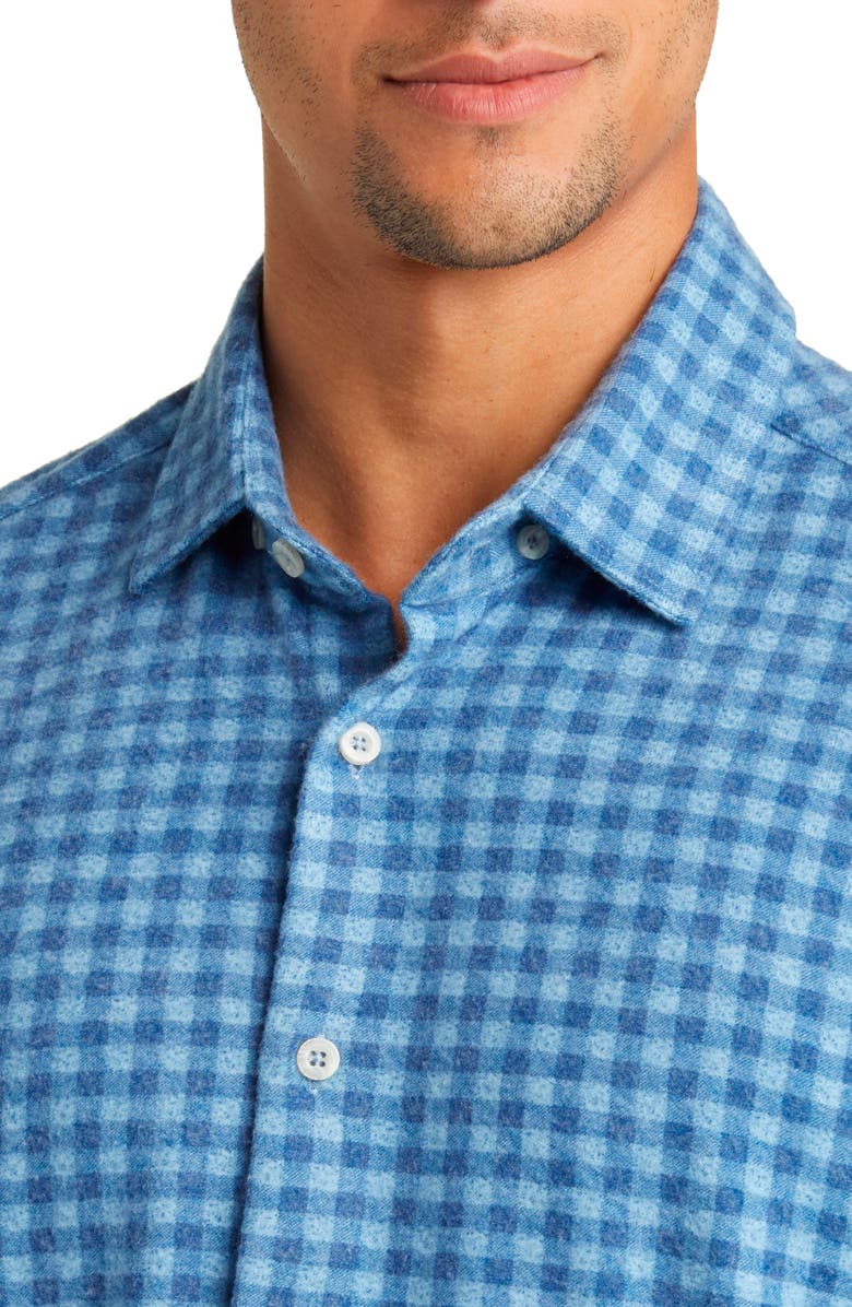 Stone Rose Gingham Check Wrinkle Resistant Tech Fleece Button-Up Shirt, Alternate, color,