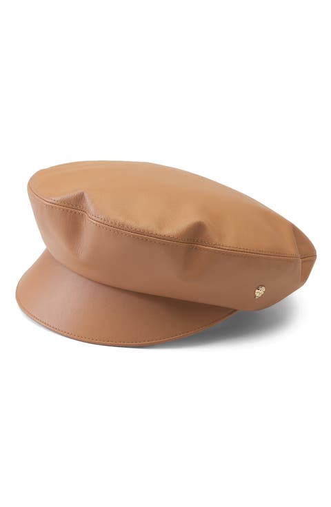 Kamilah Leather Baker Boy Hat
