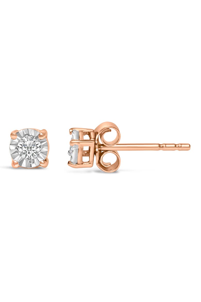 Silver 1/10 Cttw Lab Grown Diamond Miracle-Set Stud Earrings, Alternate, color, Rose