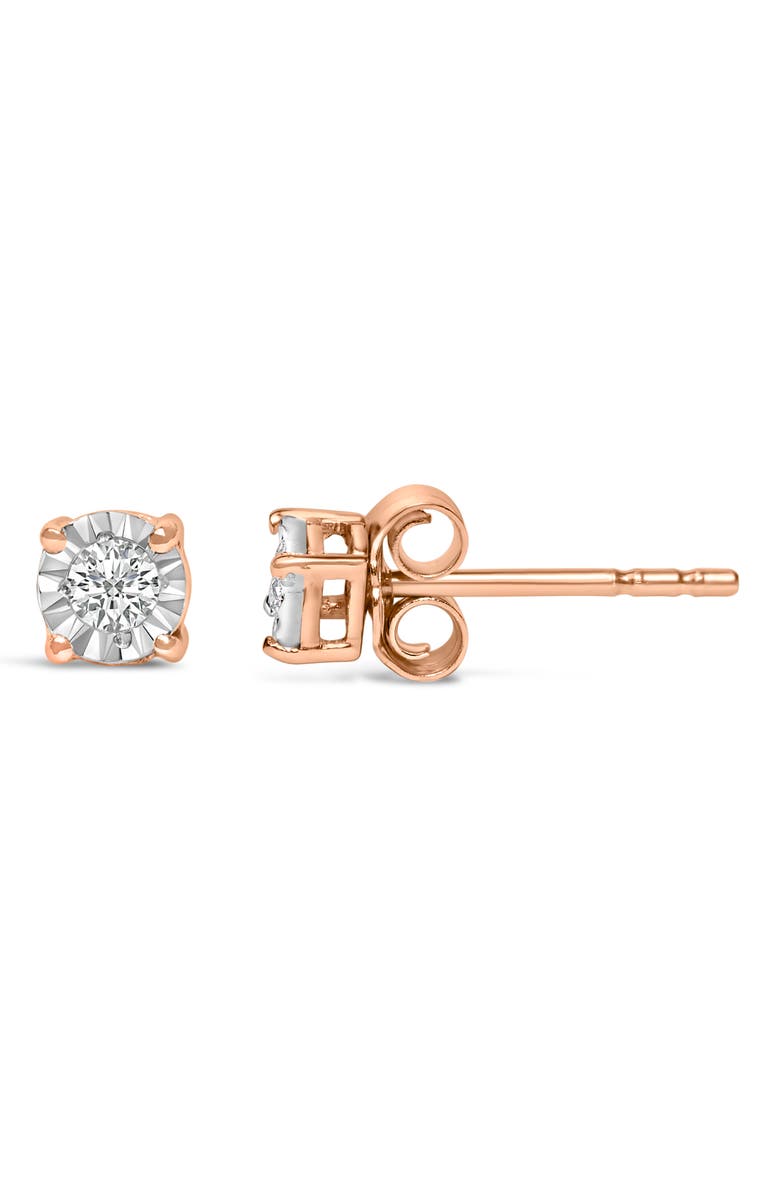 Haus of Brilliance Silver 1/10 Cttw Lab Grown Diamond Miracle-Set Stud Earrings, Alternate, color, Rose