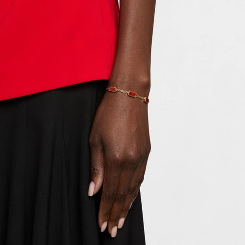 Jan Leslie Five Station Dash Rectangle Bracelet In Sterling With 18k Gold Overlay In Brown