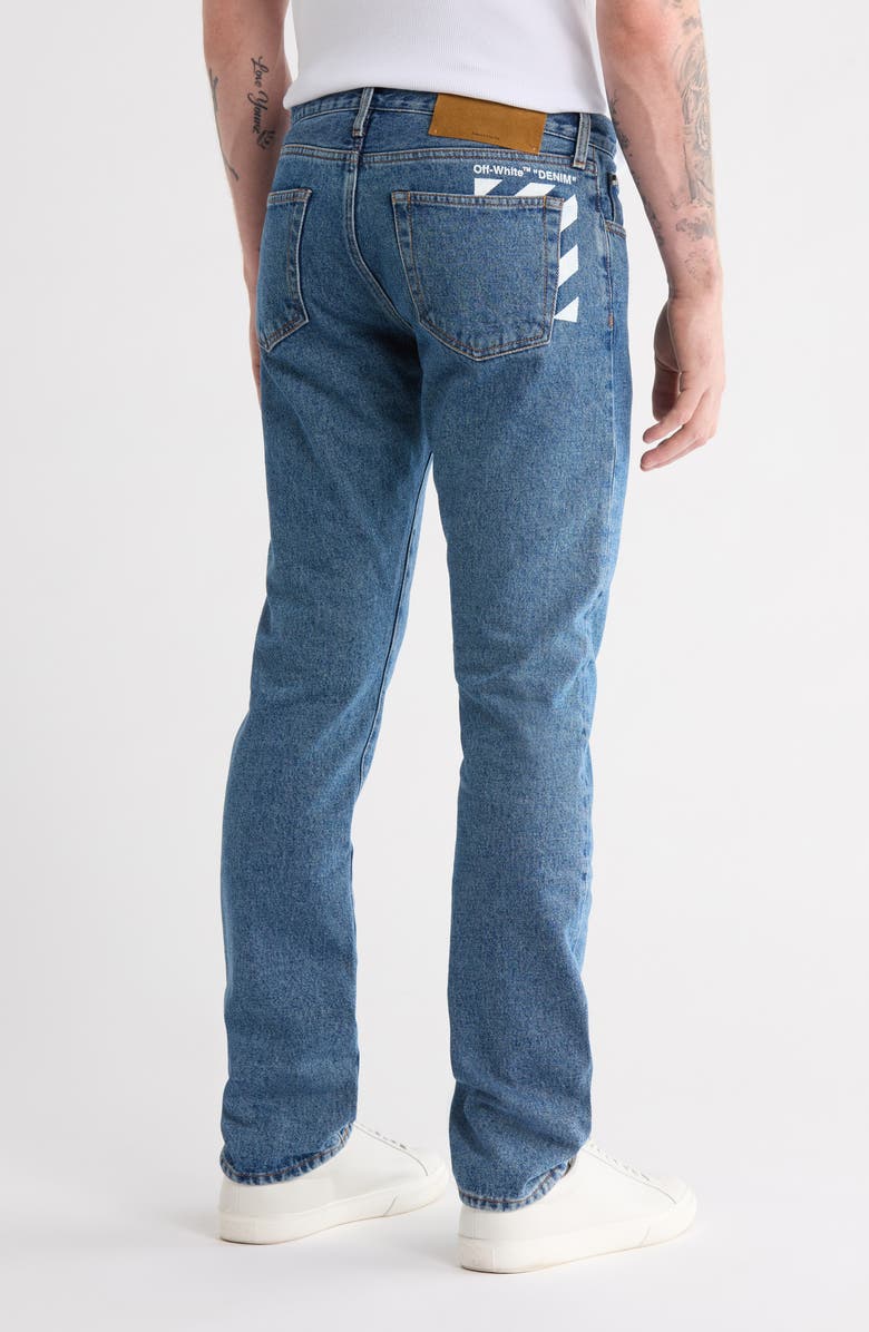Off-White Diagonal Pocket Slim Fit Jeans, Alternate, color, Medium Blue