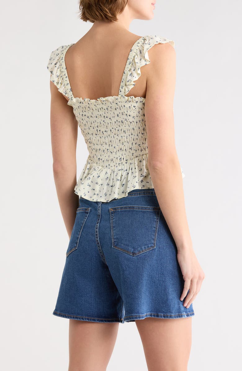 Vigoss Floral Smocked Tank, Alternate, color, White Combo