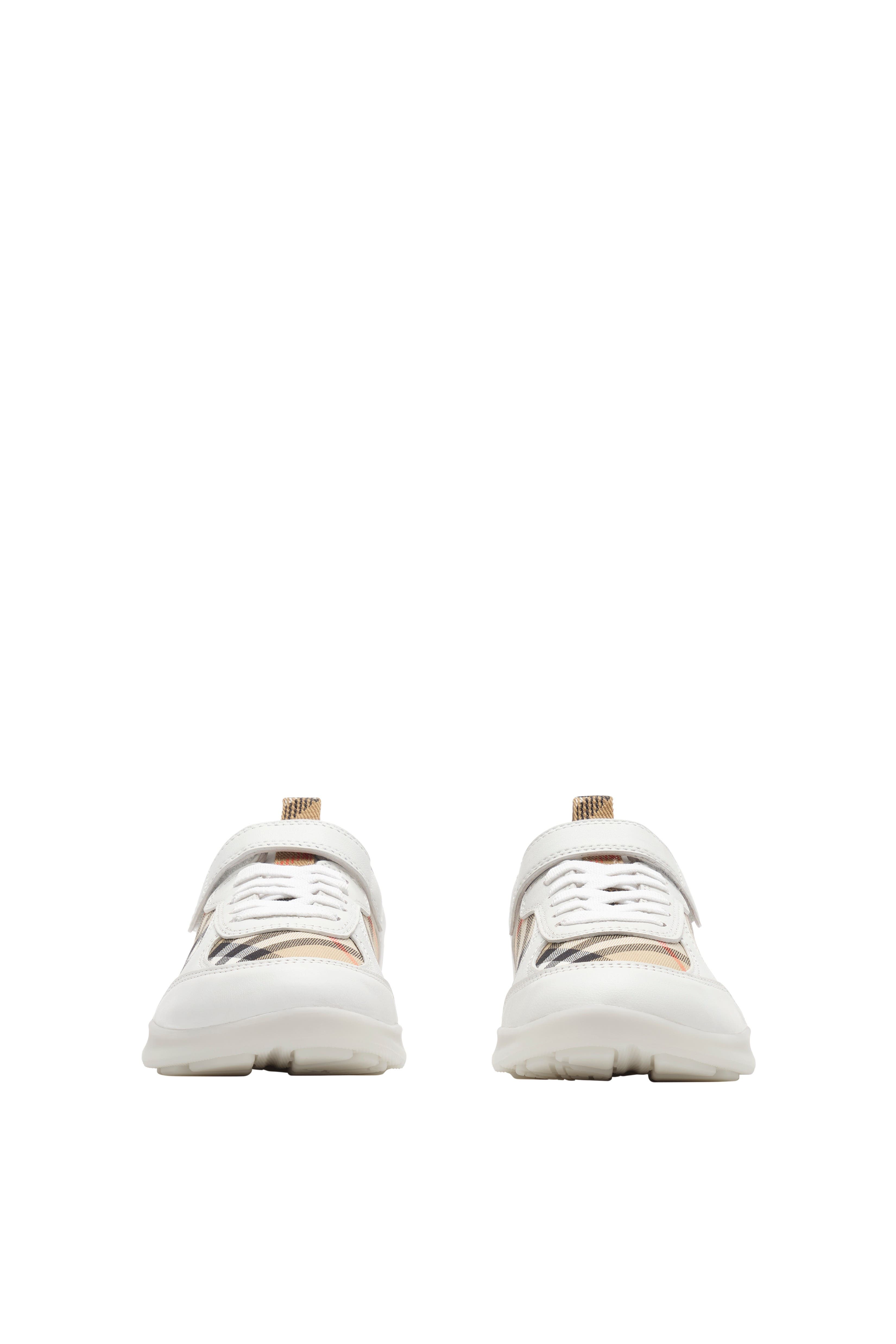 Check and Leather Matrix Sneakers, Alternate, color, Optic white