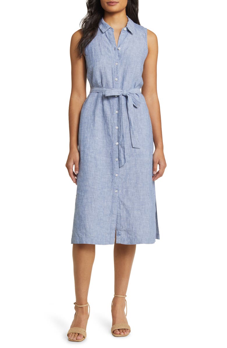 Tommy Bahama Two Palms Linen Shirtdress, Main, color, Chambray