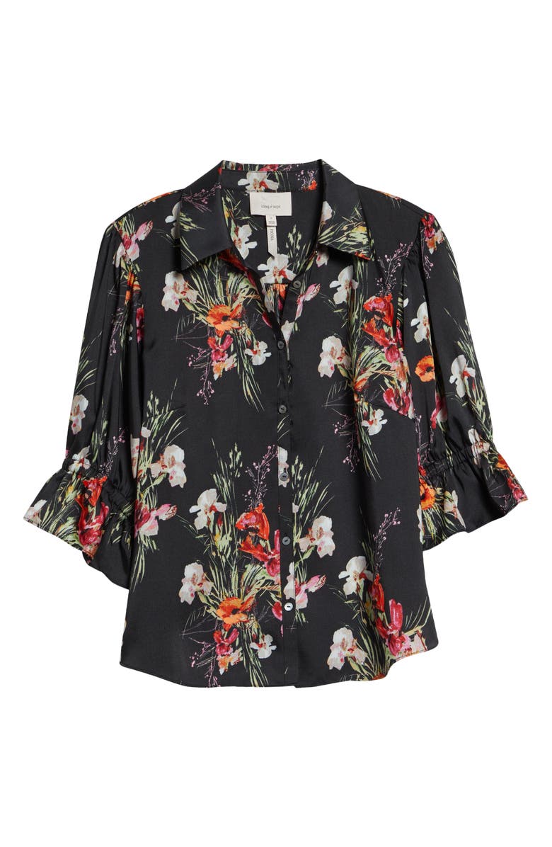 Cinq à Sept Fiona Iris Bouquet Button-Up Top, Alternate, color, Black Multi