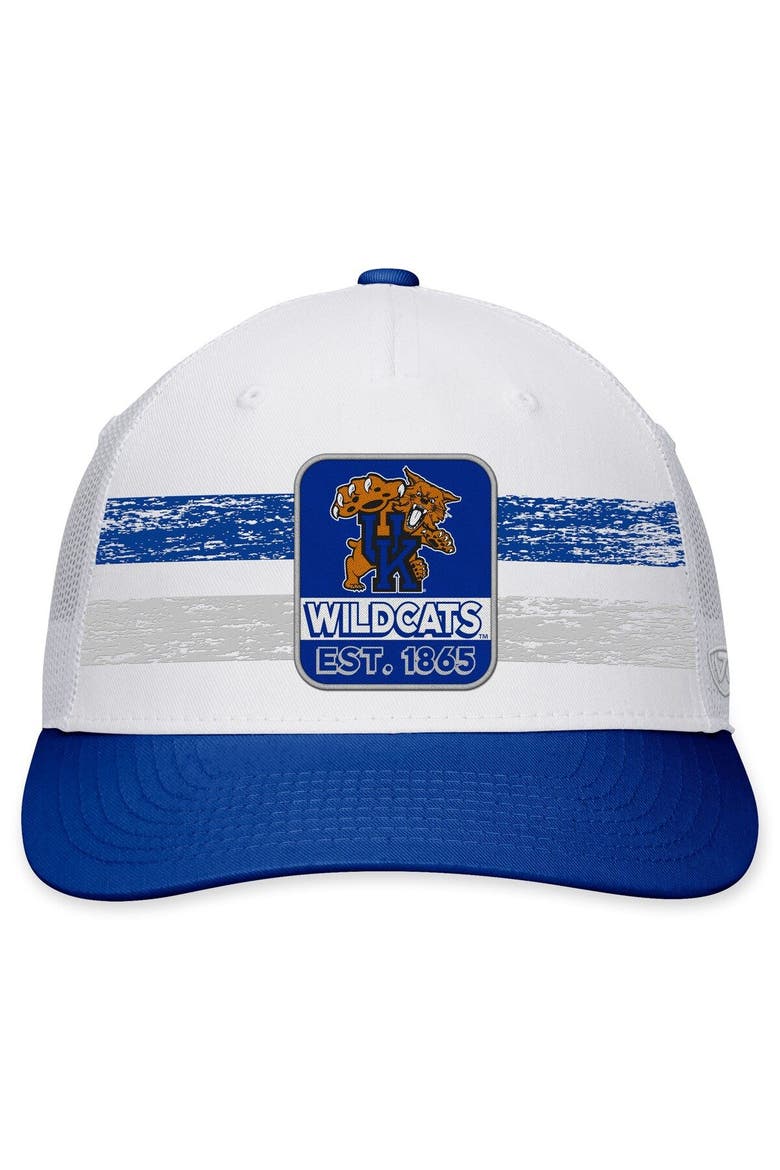Men's Top of the World White/Royal Kentucky Wildcats Retro Fade Snapback Hat, Alternate, color, White