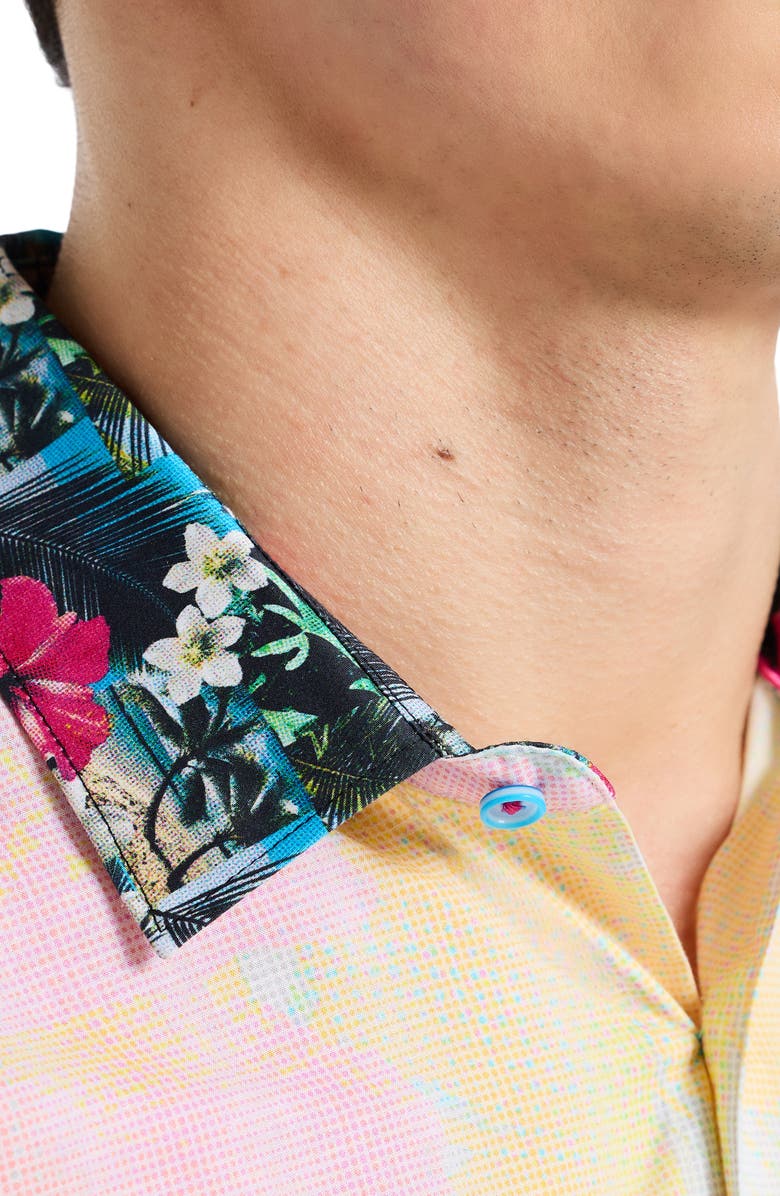 Robert Graham Haze Short Sleeve Button-Up Shirt, Alternate, color, Multi