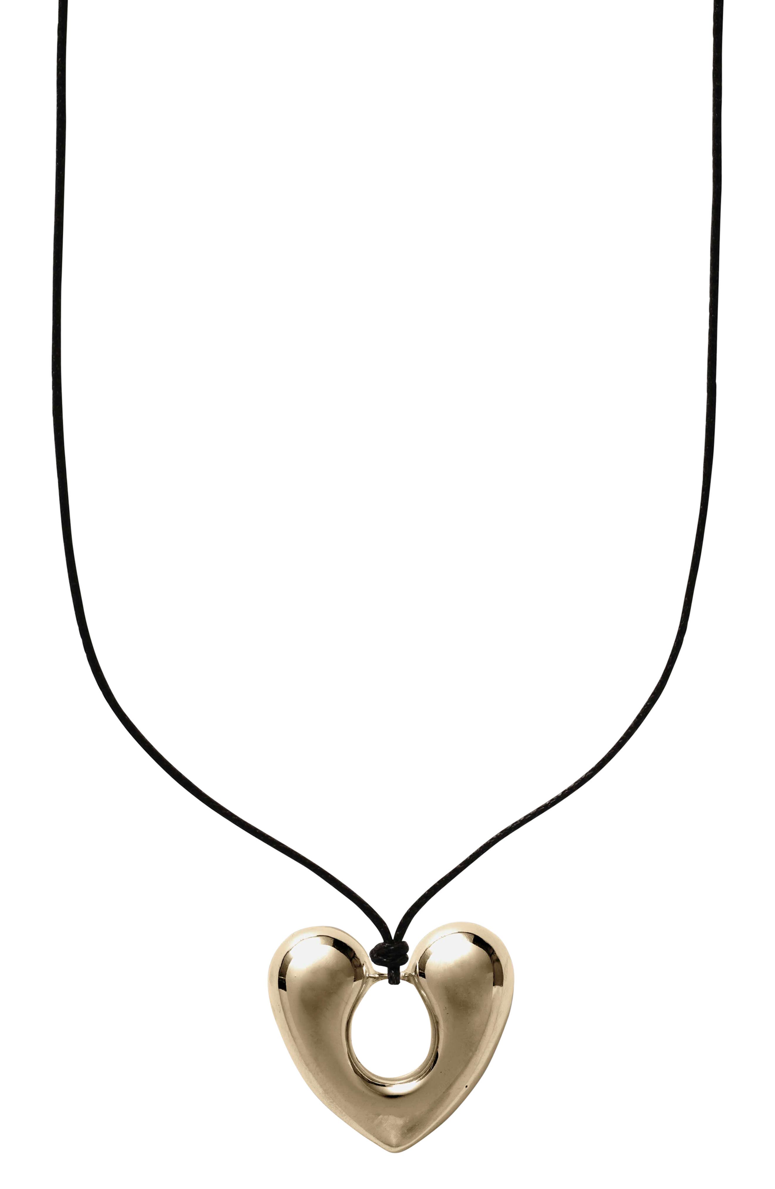 Annika Inez Open Heart Pendant Necklace in Gold 