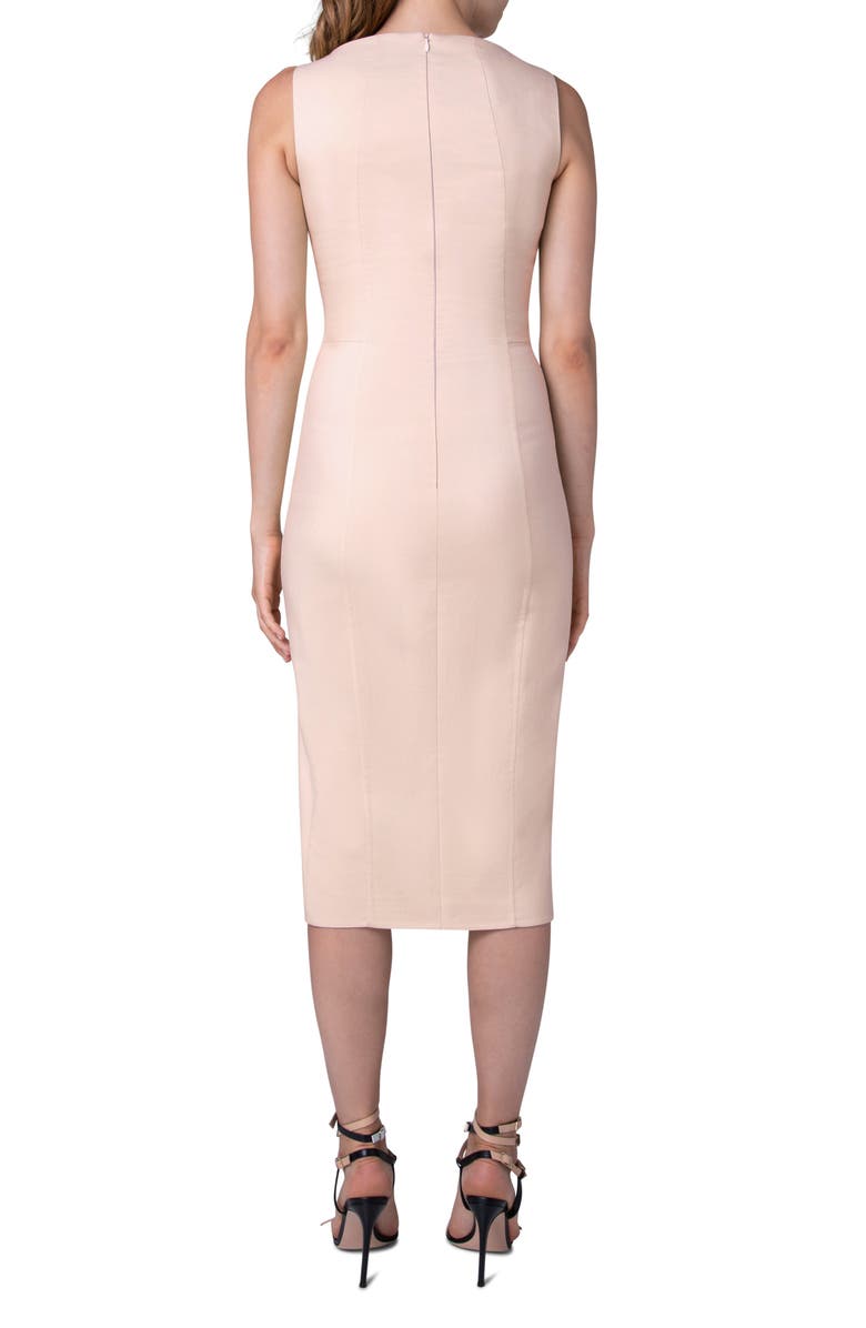 Akris V-Neck Sleeveless Cotton Blend Midi Dress, Alternate, color, 