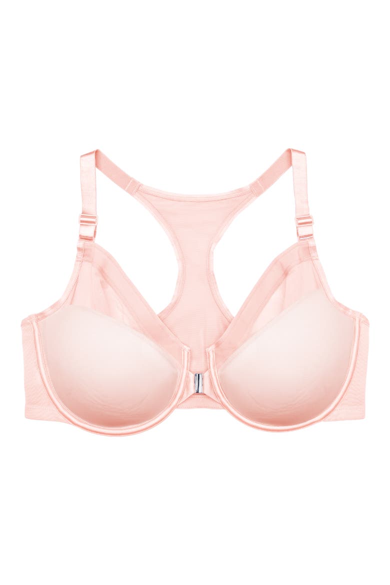 Sheer Mesh Front Clasp T-Shirt Underwire Bra, Alternate, color, BLUSHING ROSE