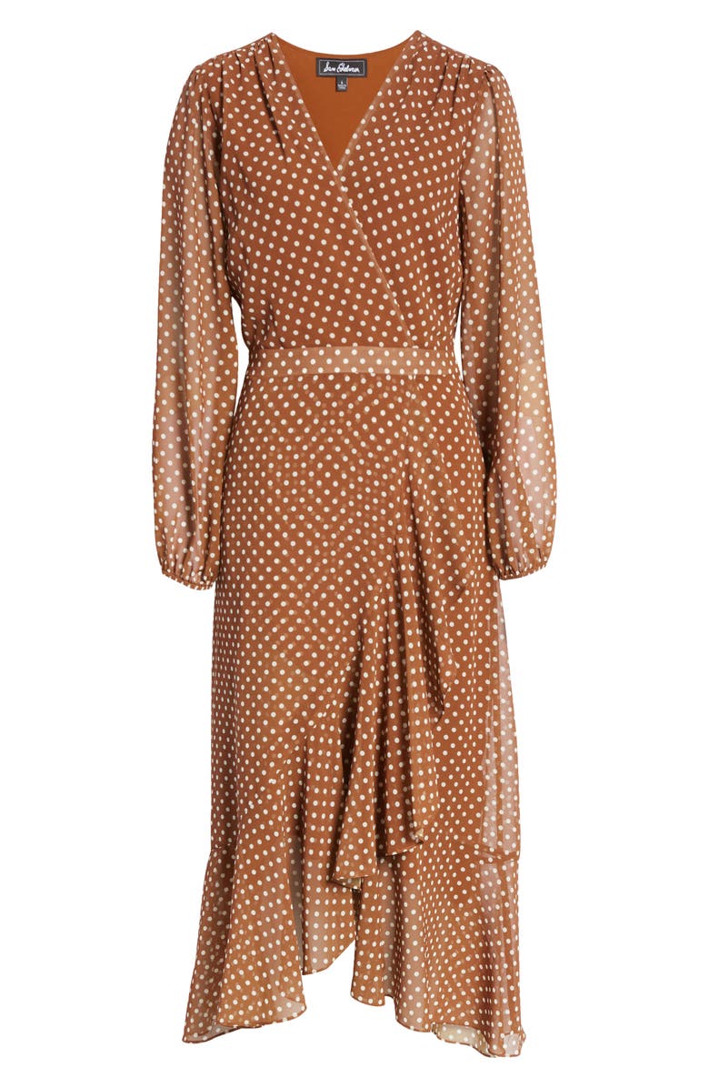 Sam Edelman Polka Dot Wrap Front Long Sleeve Dress, Alternate, color, 