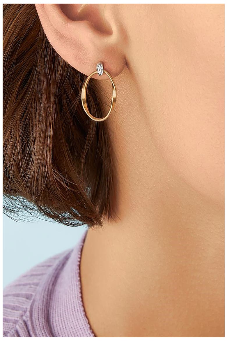 Marrakech Onde 18K Yellow Gold & Diamond Link Stud Earrings, Alternate, color, WHITE GOLD/ YELLOW GOLD