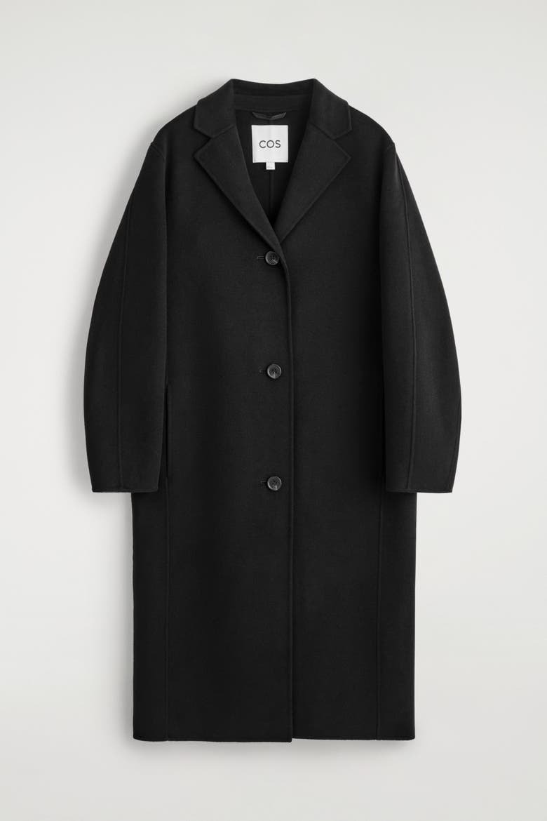 Double-Faced Wool Long Coat, Alternate, color, BLACK