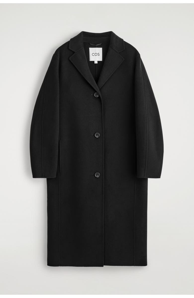 COS Double-Faced Wool Long Coat, Alternate, color, Black