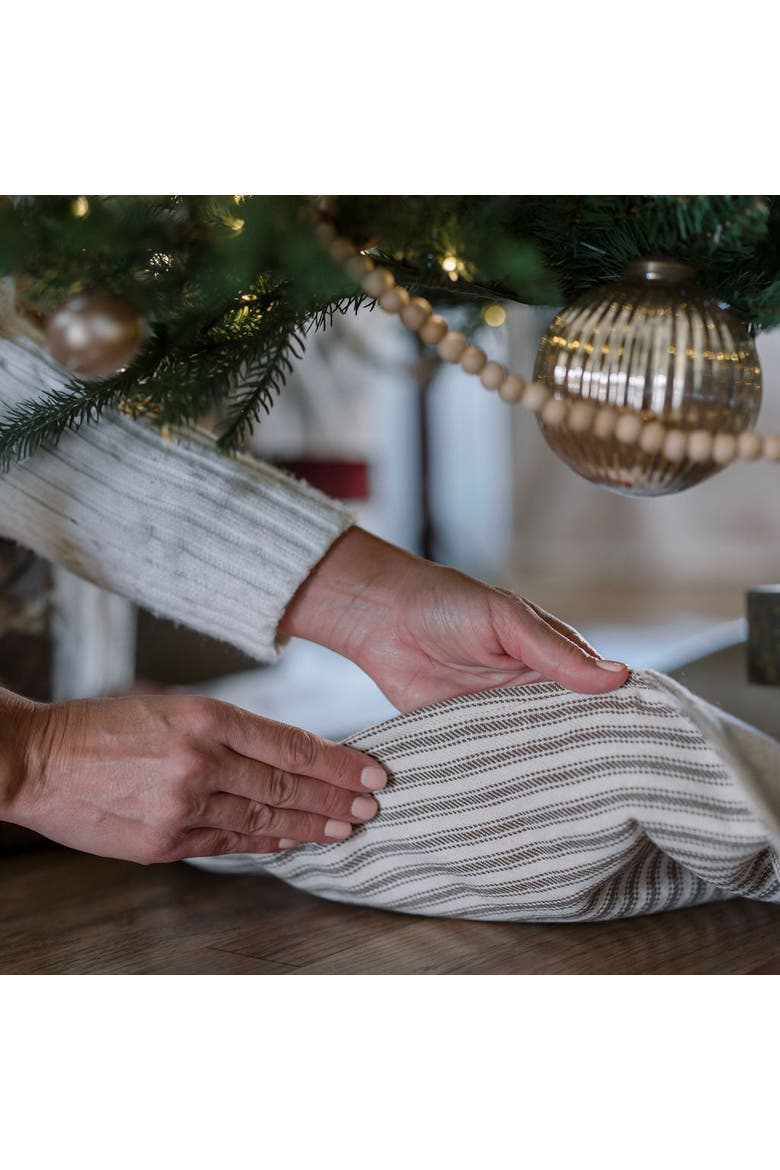Ticking Stripe Reversible Tree Skirt, Alternate, color, Earth tones