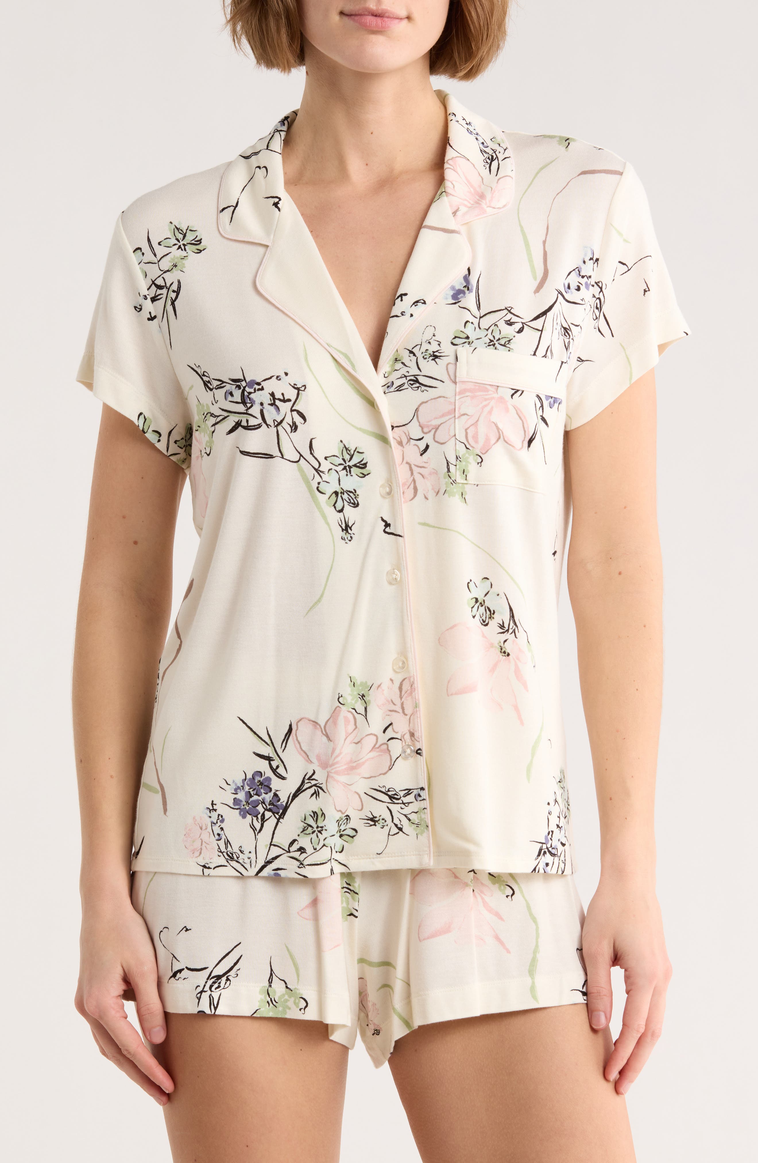 selected IVORY- PINK SPRAWLING FLORAL