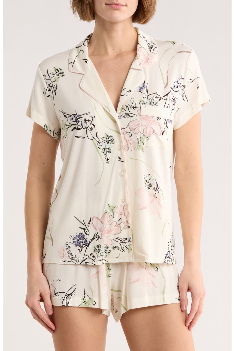 Tranquility Shortie Pajamas, Main, color, IVORY- PINK SPRAWLING FLORAL