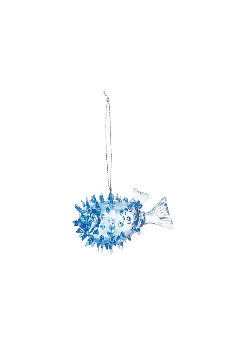 Acrylic Blue Blow Up Fish Ornament, Main, color, Blue