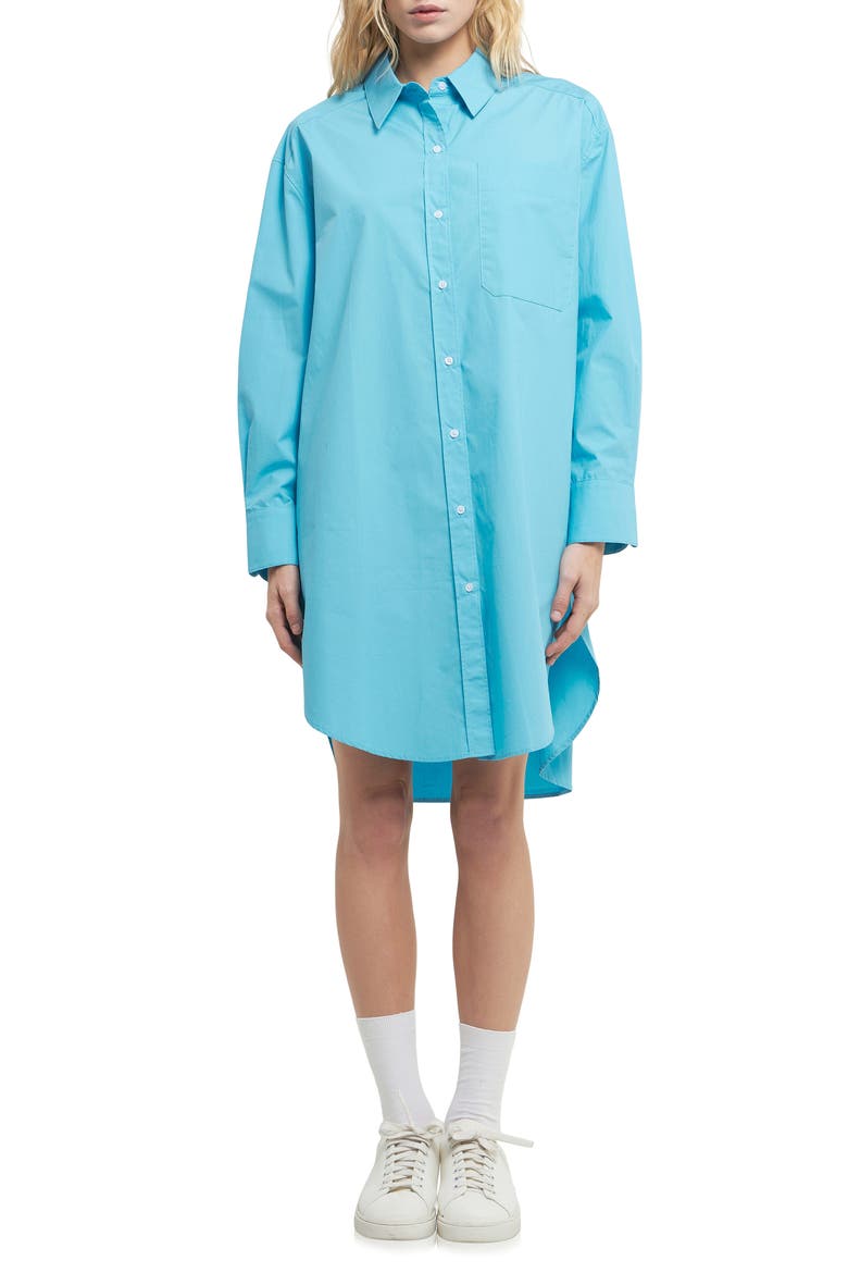 Classic Collar Shirtdress, Main, color, CERULEAN
