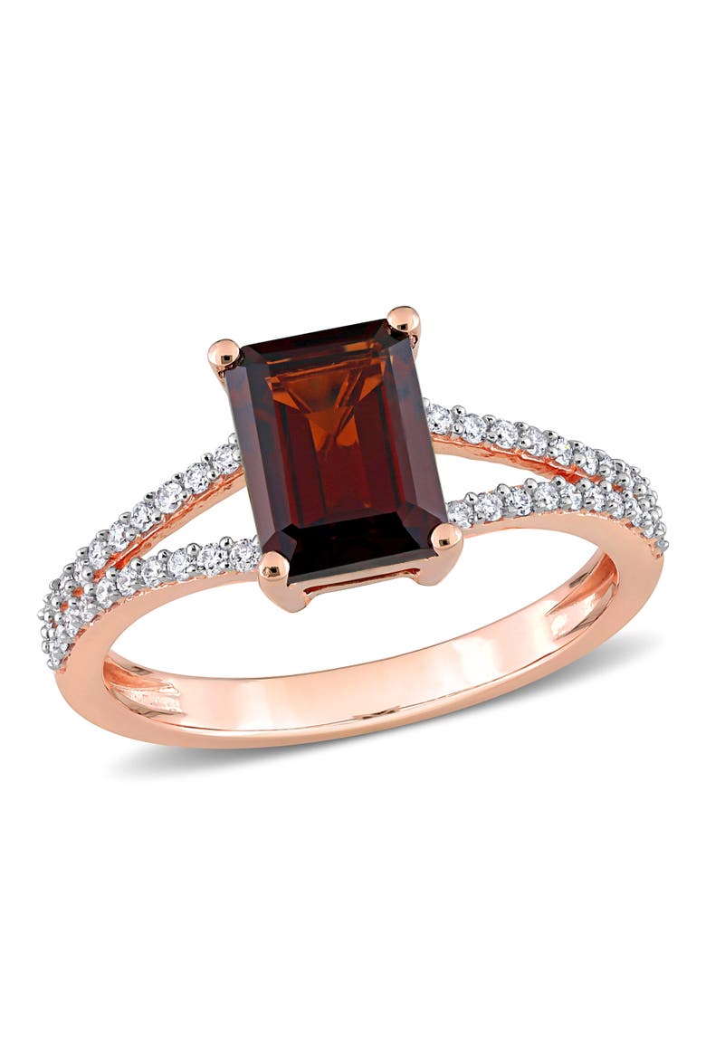 Garnet & Diamond Split Shank Ring 14k, Main, color, Garnet