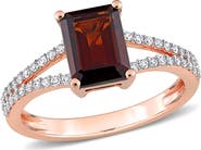 Julianna B. Garnet & Diamond Split Shank Ring 14k