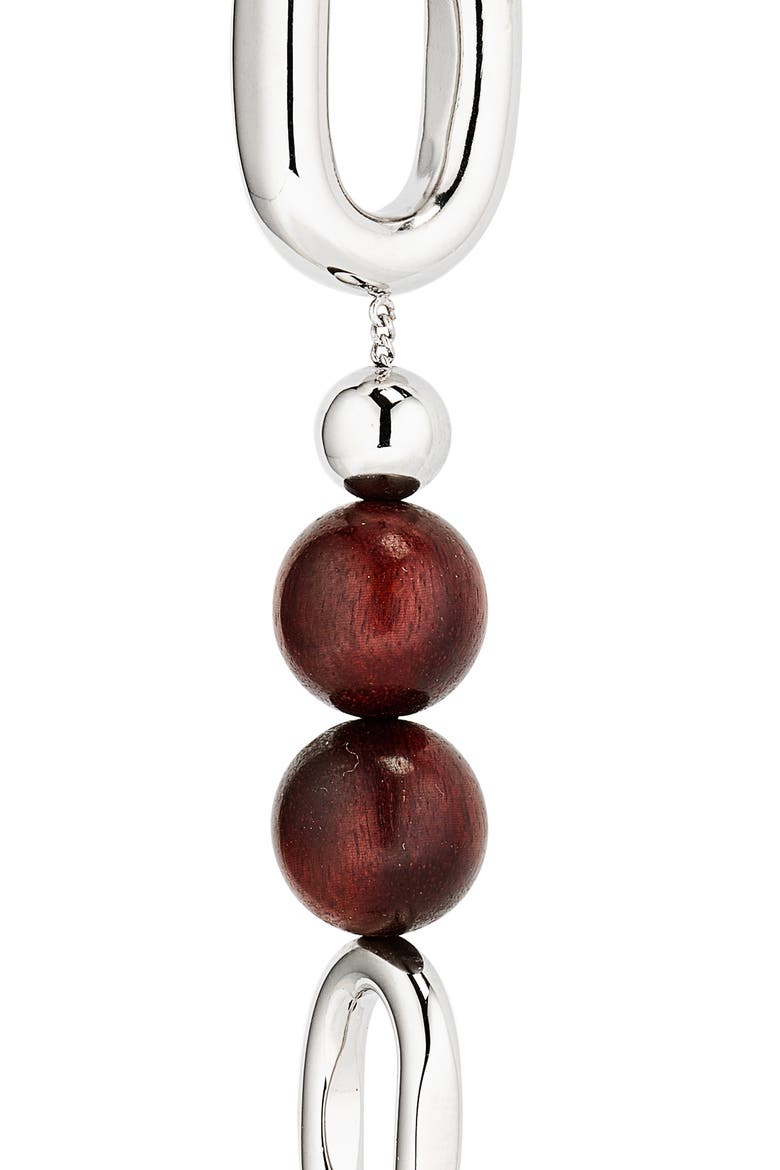 Beaded Drop Earrings, Alternate, color, WOOD / SILVER