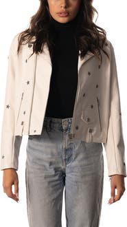 THE WILD COLLECTIVE Women's The Wild Collective White Dallas Cowboys Faux Leather Full-Zip Racing Jacket