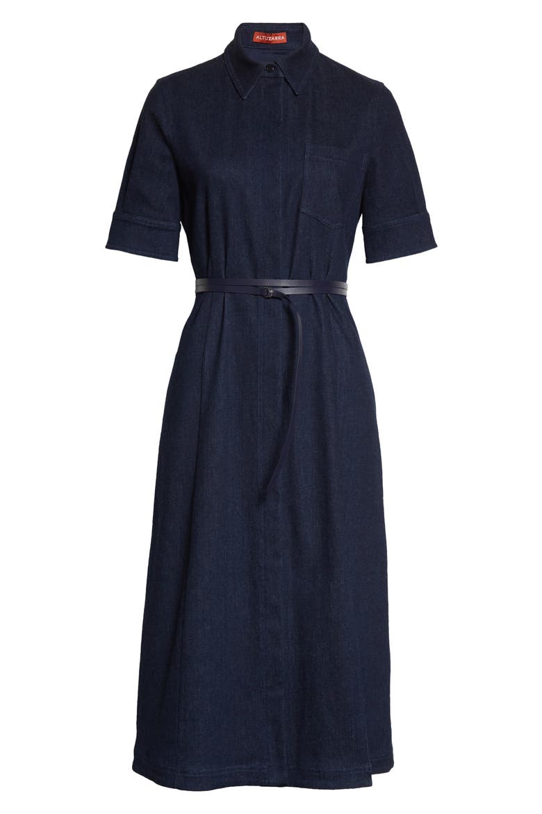 Kieran Belted Denim Serge Midi Shirtdress, Alternate, color, BERRY BLUE