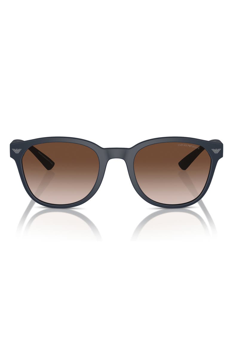 Emporio Armani 53mm Phantos Sunglasses, Main, color, Matte Blue / Gradient Brown