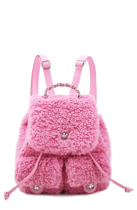 Kids' Mini Heart Plush Faux Fur Backpack