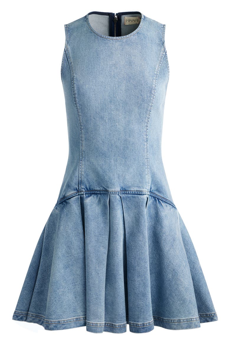 Adley Pleated Drop Waist Denim Minidress, Alternate, color, ANABELL BLUE