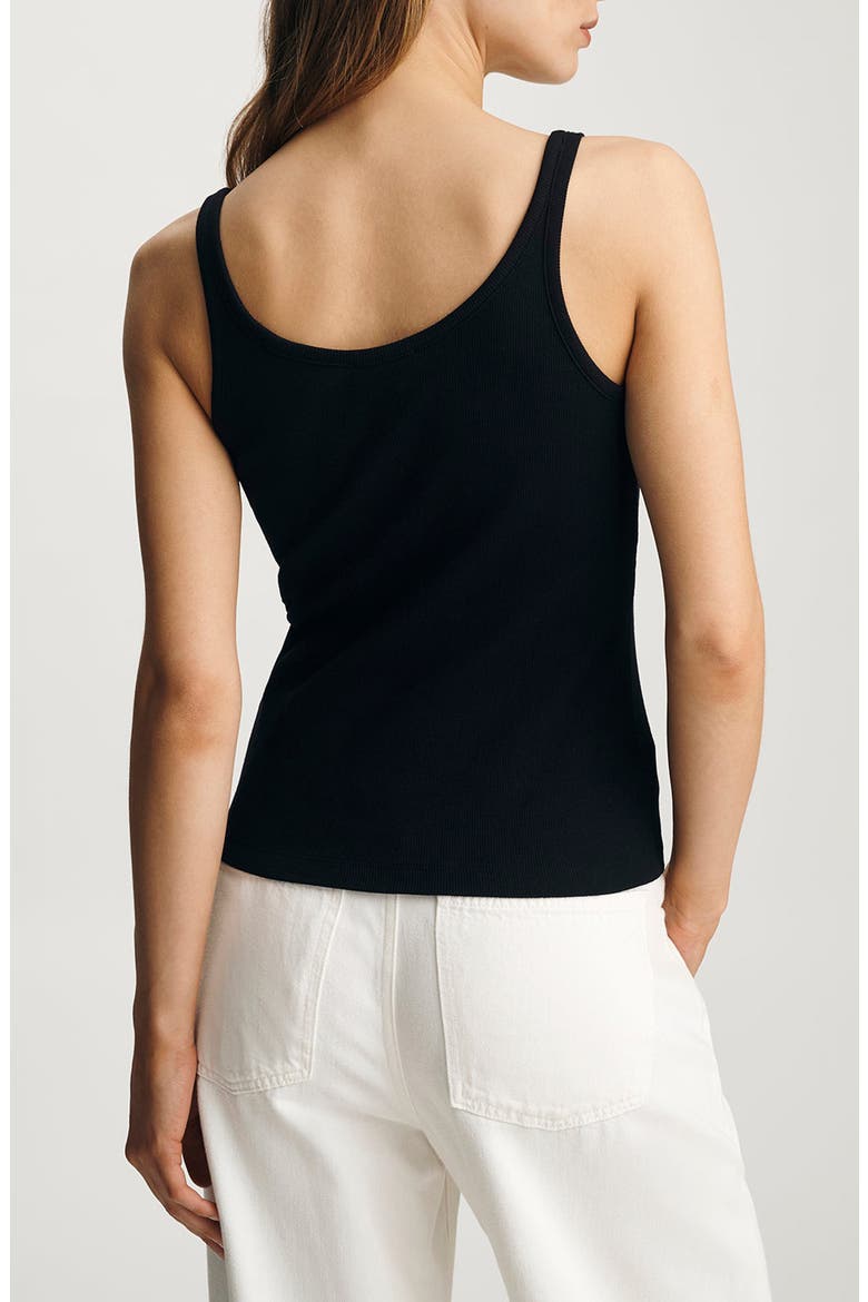 Scoop Neck Stretch Cotton Rib Tank, Alternate, color, BLACK
