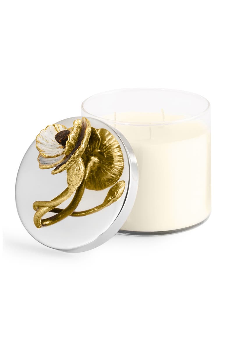 Anemone Three-Wick Scented Candle, Main, color, SILVER/ GOLD
