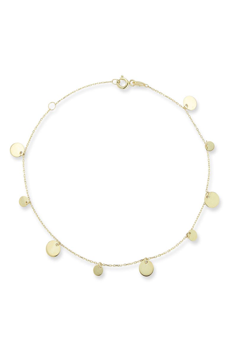 Ember Fine Jewelry 14K Gold Disc Anklet, Main, color, Gold
