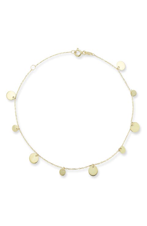 14K Gold Disc Anklet
