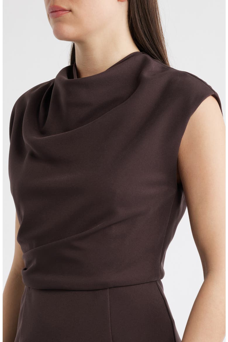 Cowl Neck Midi Dress, Alternate, color, DARK BROWN