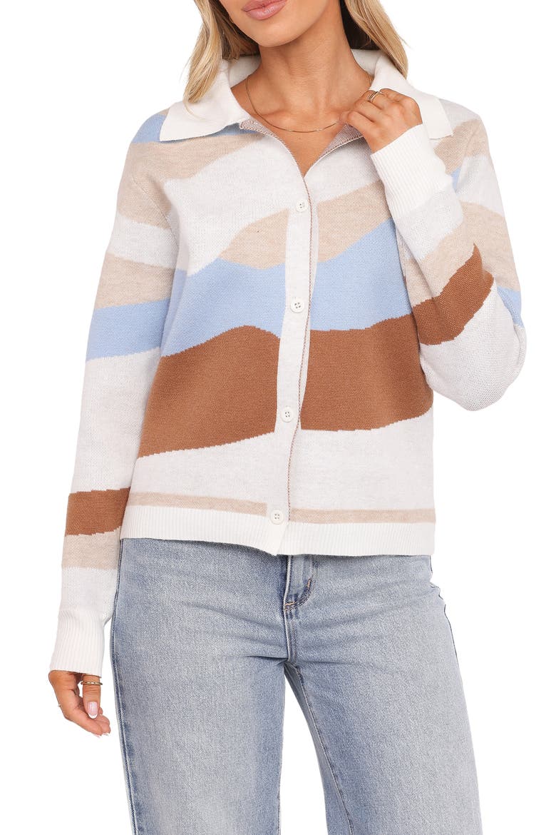 Tulula Colorblock Jacquard Cardigan, Main, color, CREAM