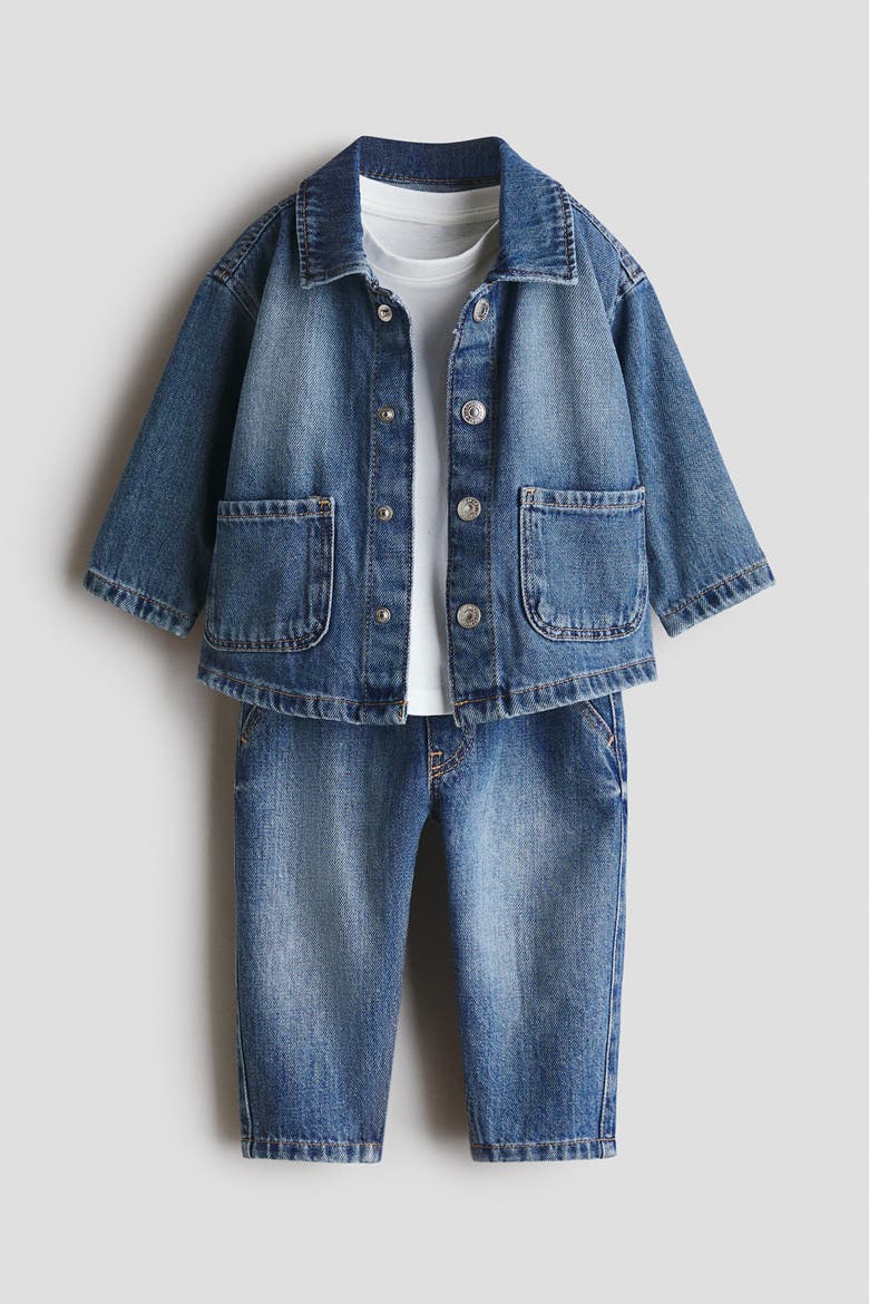 3-piece Cotton Set, Alternate, color, Denim blue/white