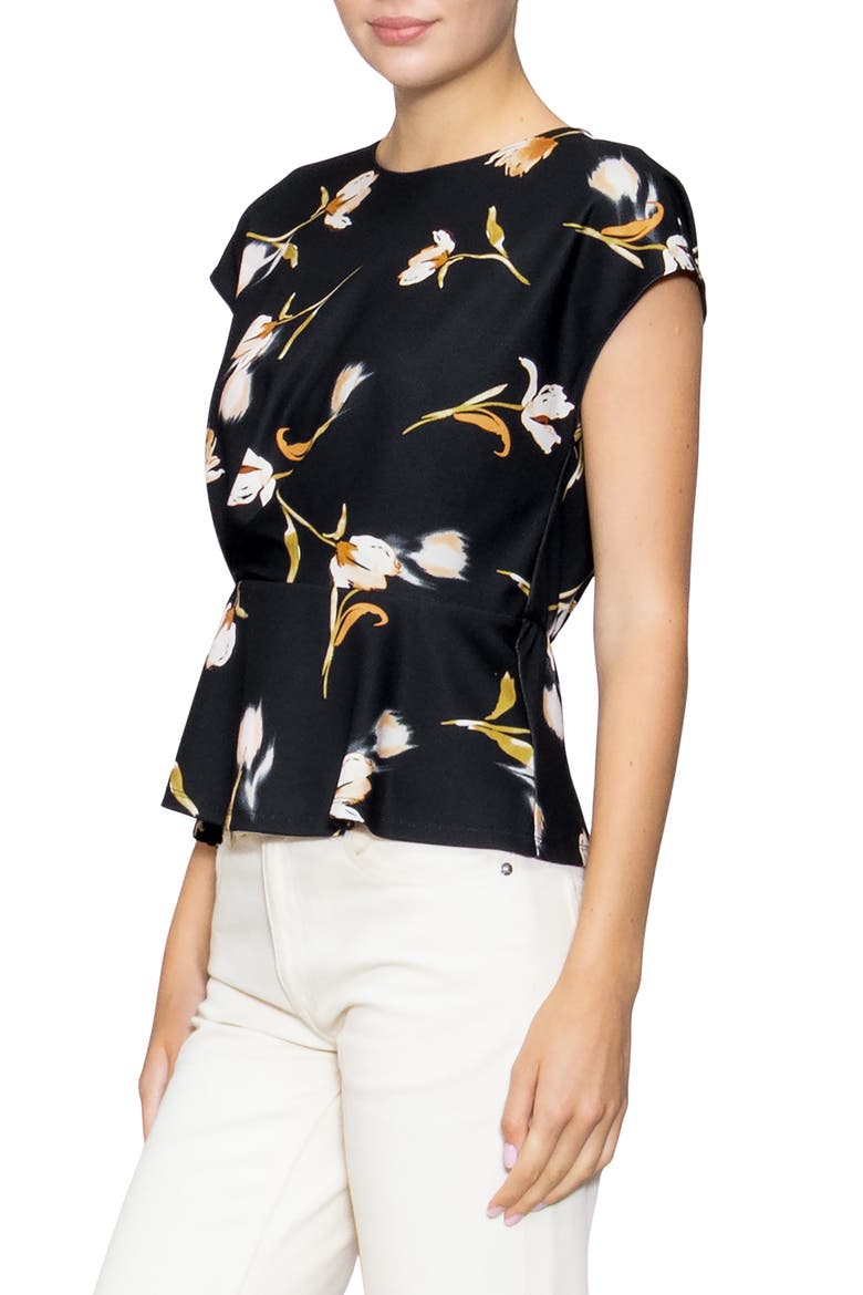 Techno Floral Side Cinch Top, Alternate, color, BLACK/ MULTI