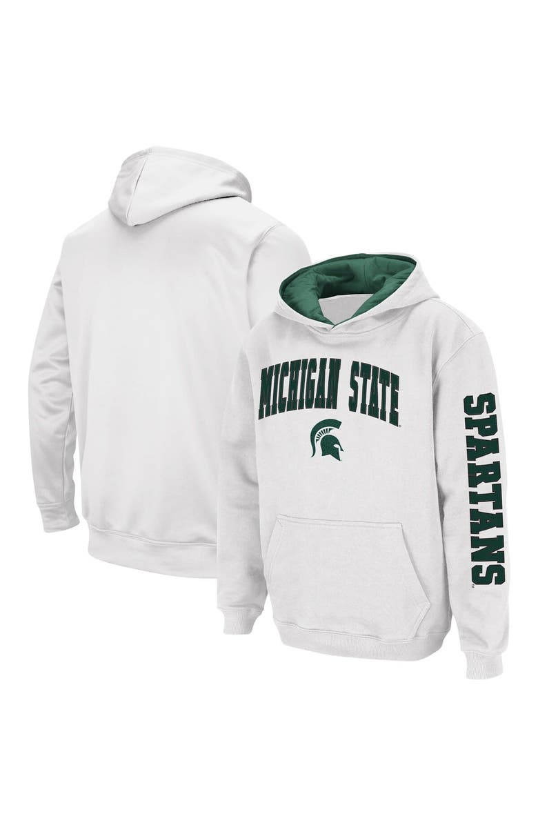 COLOSSEUM Youth Colosseum White Michigan State Spartans 2-Hit Pullover Hoodie, Alternate, color, White