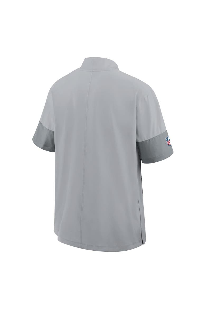Men's Nike Gray Detroit Lions Sideline Short Sleeve Quarter-Zip Performance Coach Jacket, Alternate, color, Gray