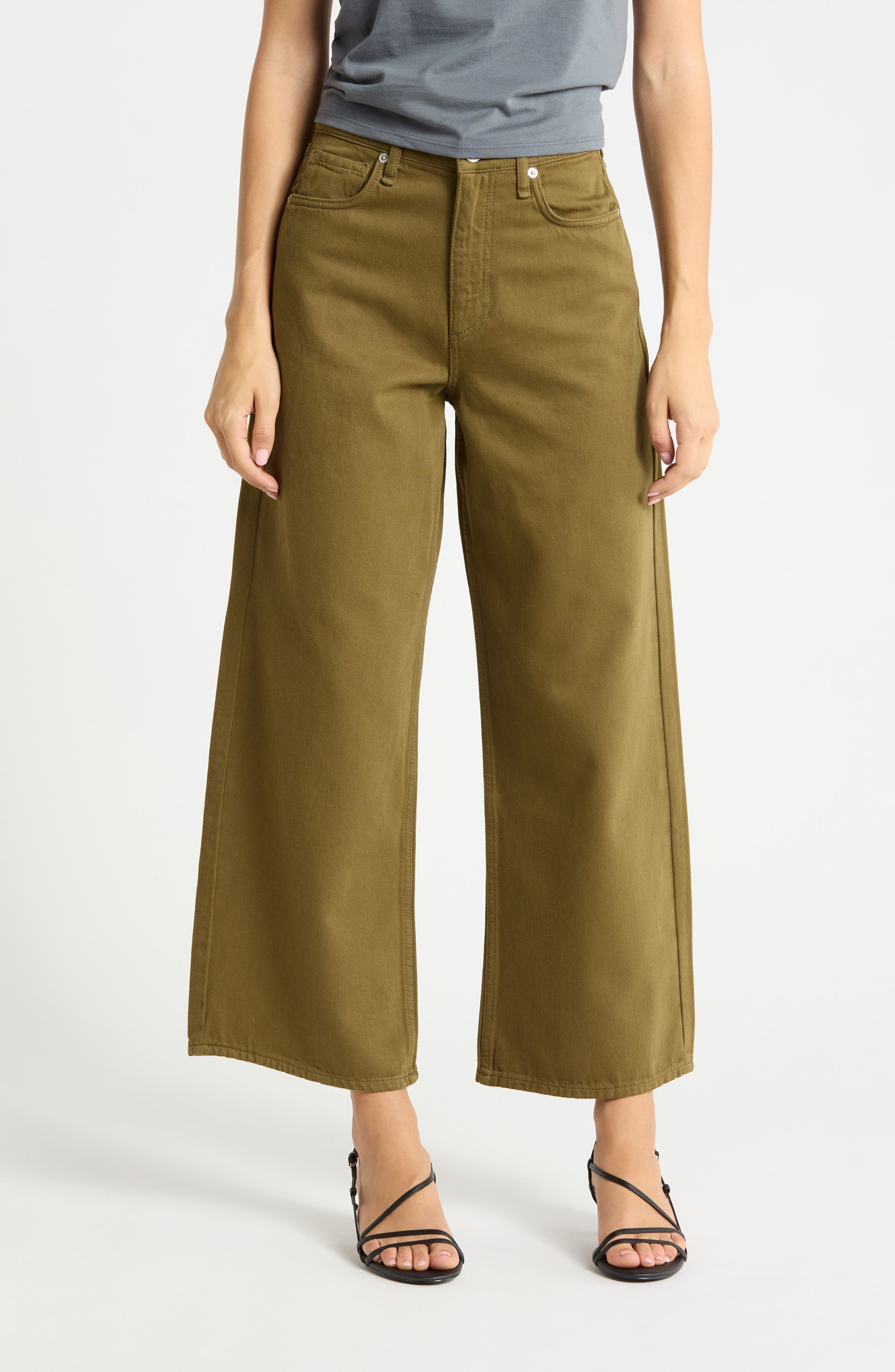 Annie High Waist Ankle Wide Leg Jeans