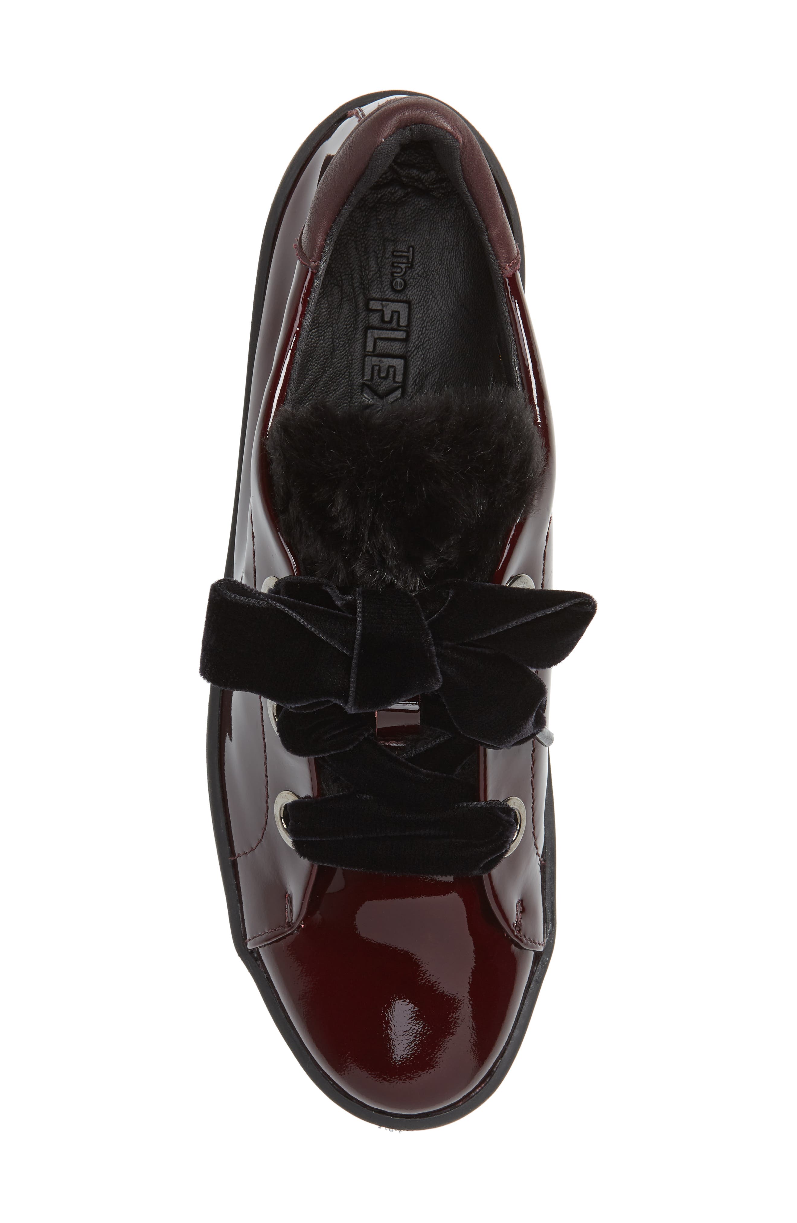 Groove Faux-Shearling Trim Sneaker, Alternate, color, RED LEATHER