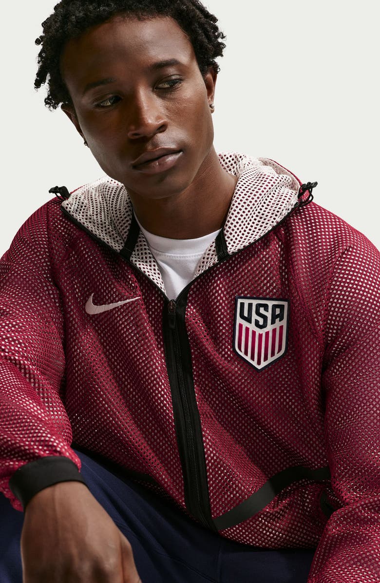 Nike USMNT Dri-FIT Soccer Anthem Jacket, Alternate, color, Team Red/ Sail