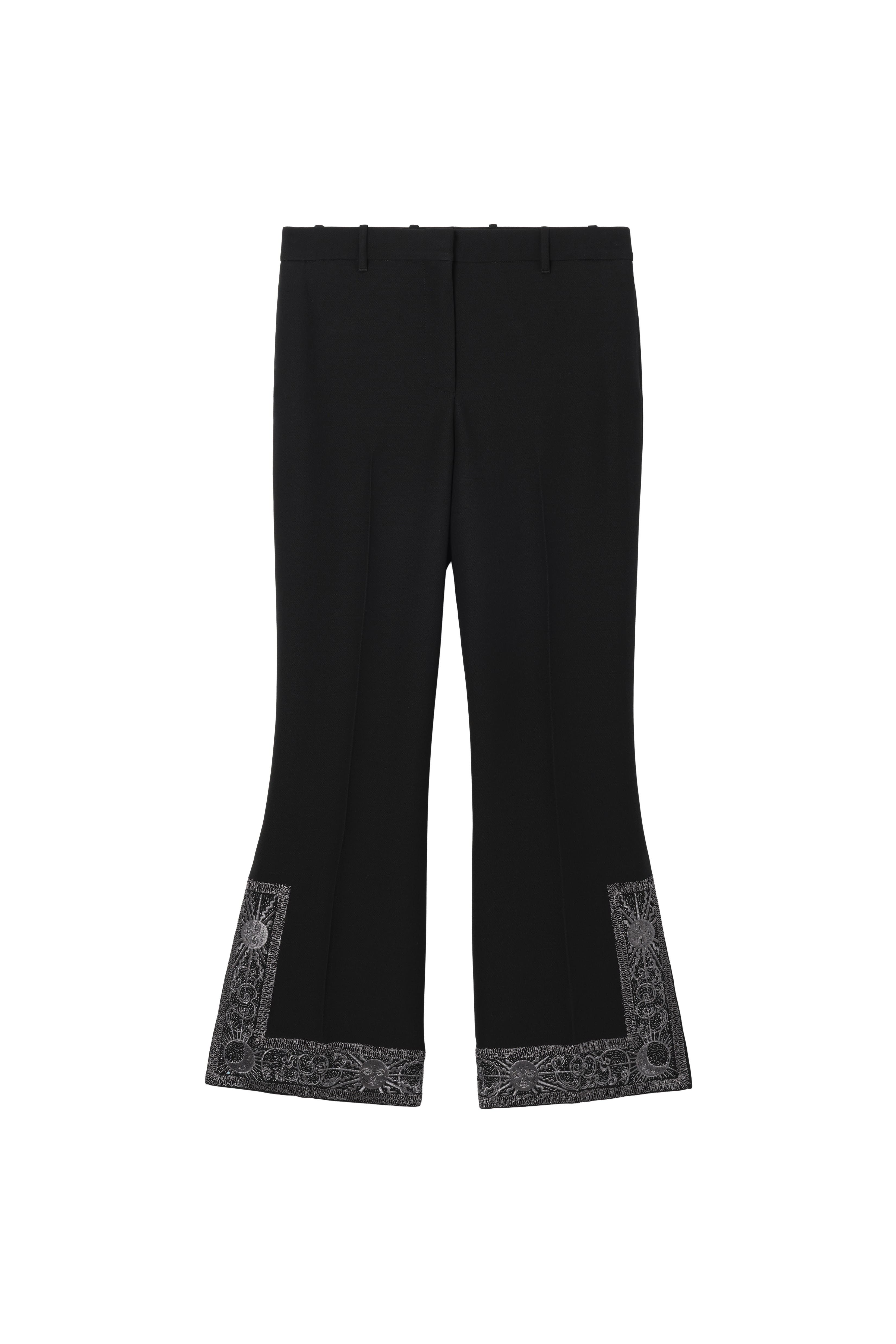 Cropped Embroidered Wool Silk Flared Trousers - image 2