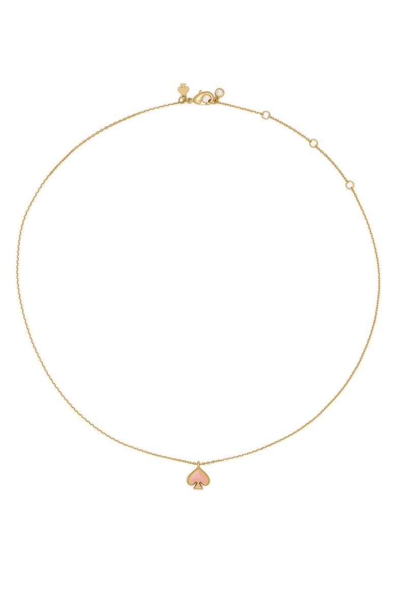 mini spade pendant necklace, Alternate, color, PINK