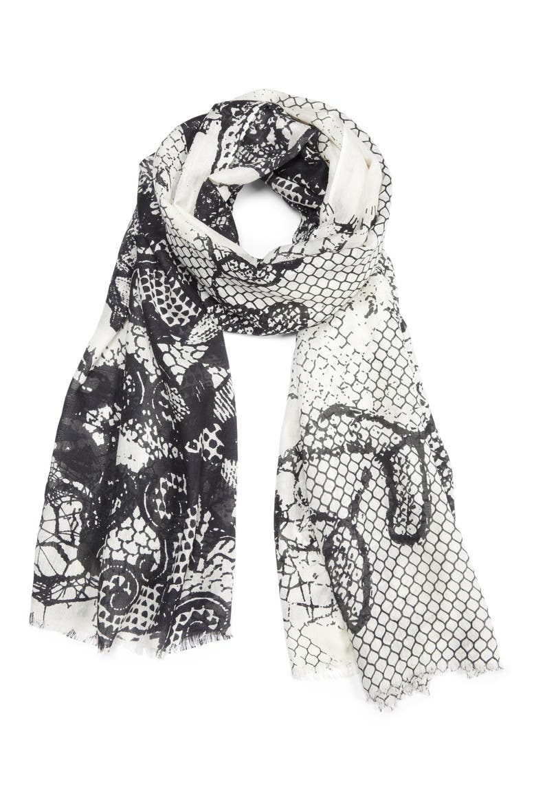 Zeo Wool & Silk Scarf, Alternate, color, BLACK