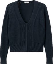 MANGO TEEN Seam Front V-Neck Cotton Blend Sweater