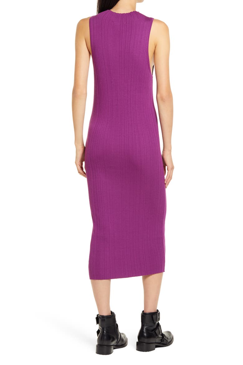 Mock Neck Ribbed Midi Dress, Alternate, color, VIOLET